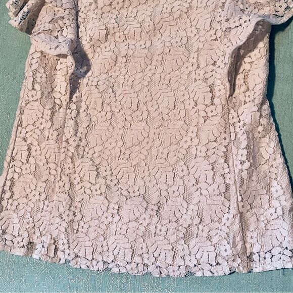 MERONA butterfly sleeve floral lace overlay top blouse cream color size S - Picture 4 of 13
